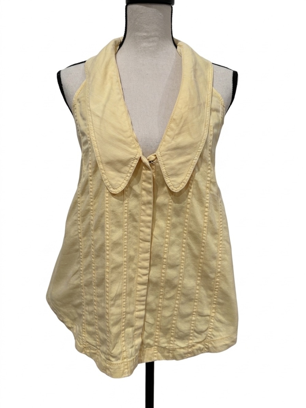 NWT Free People Yellow Backless Halter Top Dramatic Oversized Collar Large